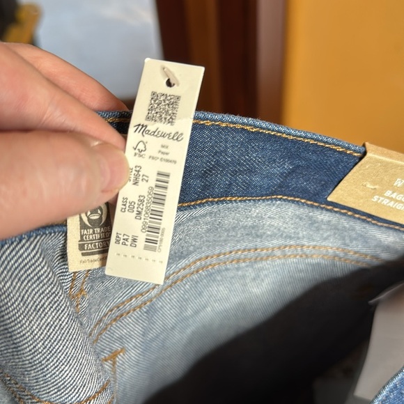 NWT Madewell Baggy Straight Jeans in Dark Worn Indigo Wash Size 27 - Picture 12 of 15
